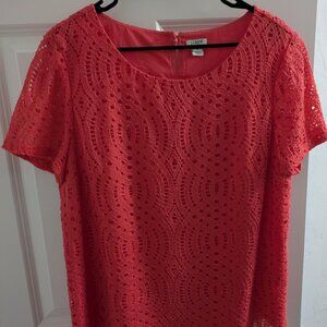 J.Crew lace T shirt in a Coral color Size 14